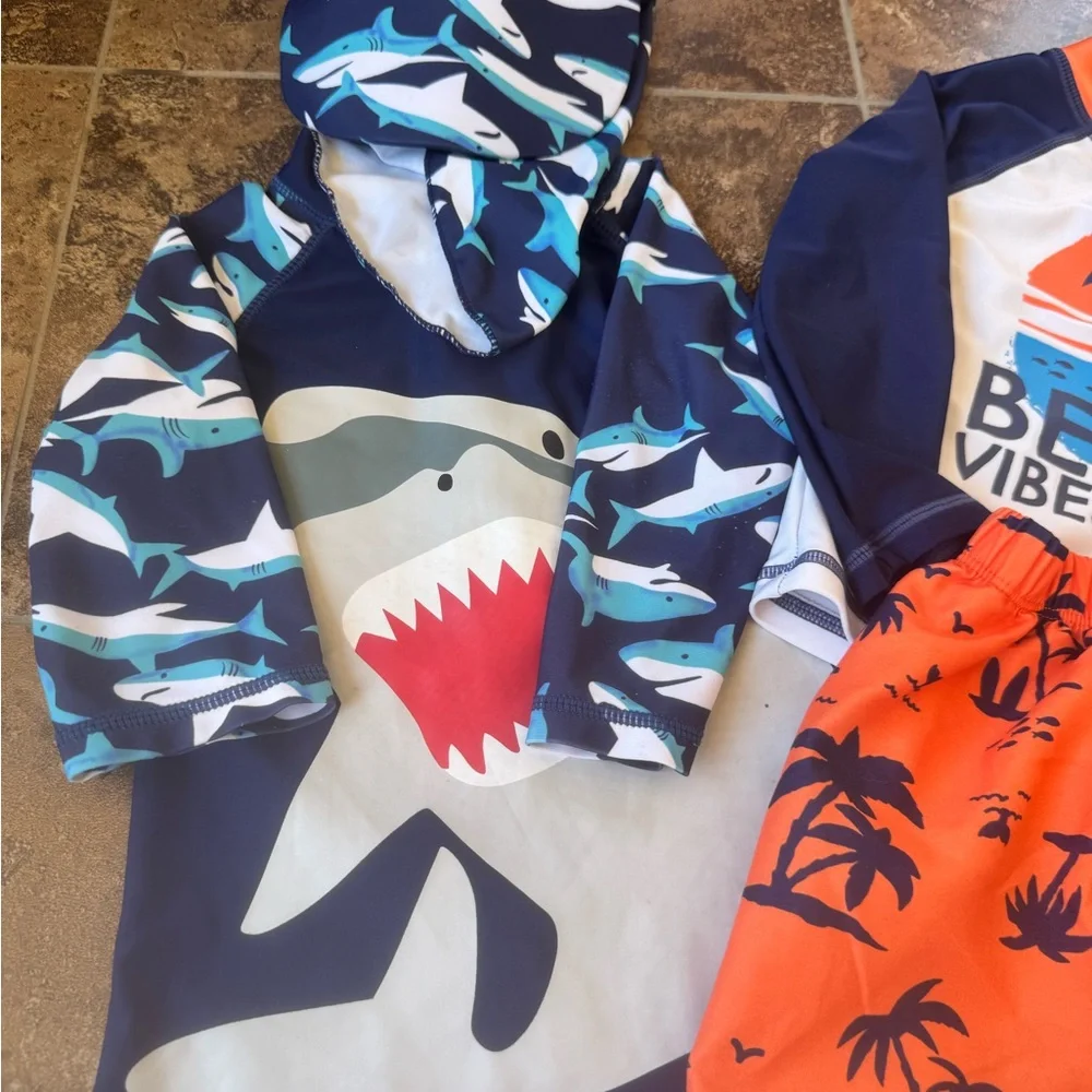 Gerber Blue and Orange Rashguards Swim Set - Picture 2 of 3
